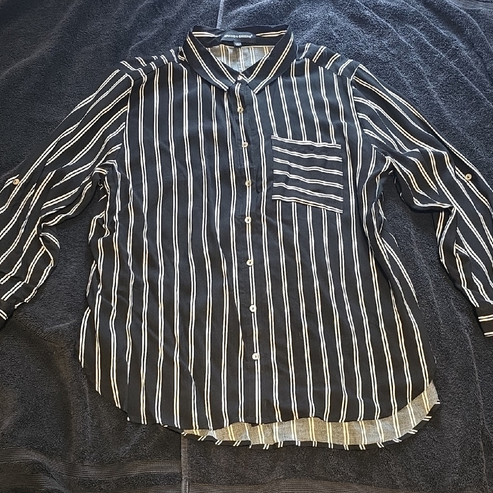 Black and White Striped Men's Shirt